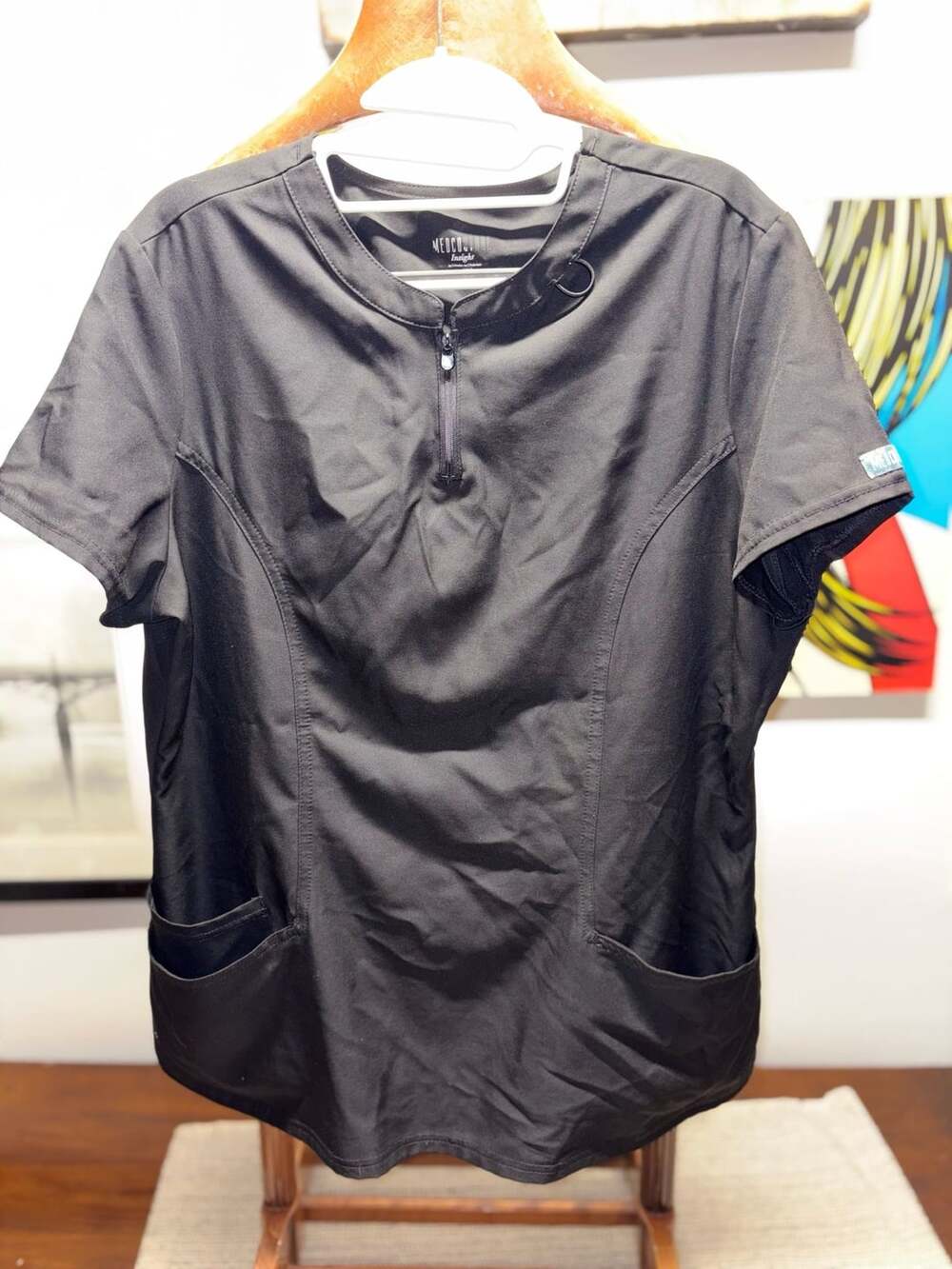 MedCouture Insight Zip Scrub Top Black